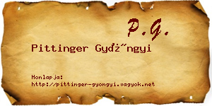 Pittinger Gyöngyi névjegykártya